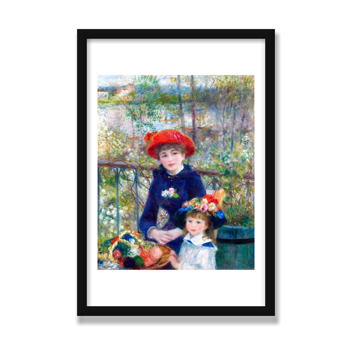 Two Sisters (On the Terrace), 16 × 24 in, Black Satin frame
