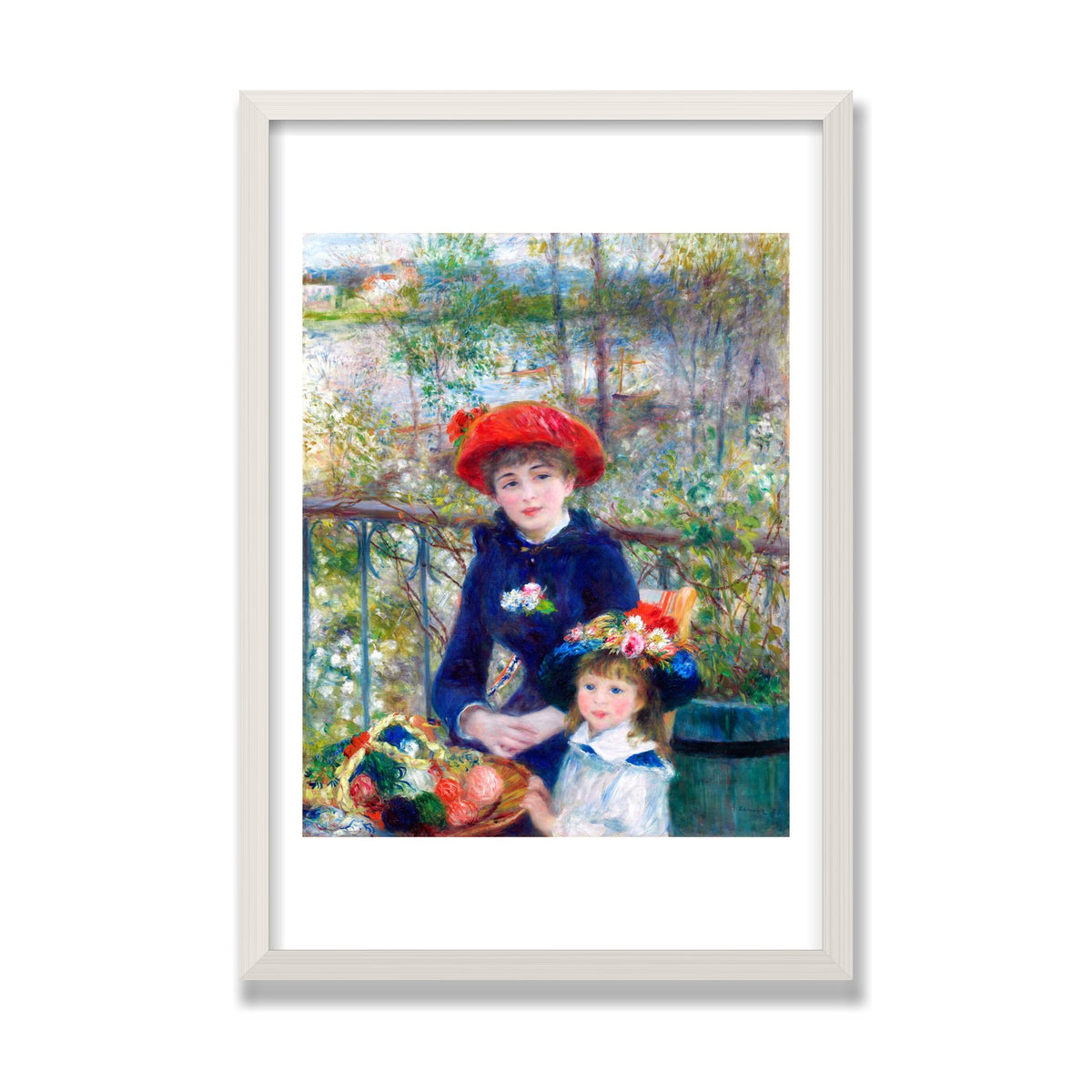 Two Sisters (On the Terrace), 16 × 24 in, White Oak frame