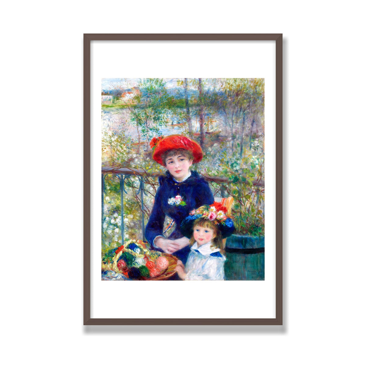 Two Sisters (On the Terrace), 24 × 36 in, Walnut frame
