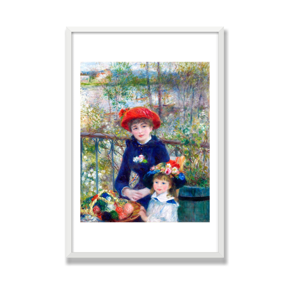 Two Sisters (On the Terrace), 24 × 36 in, White Satin frame
