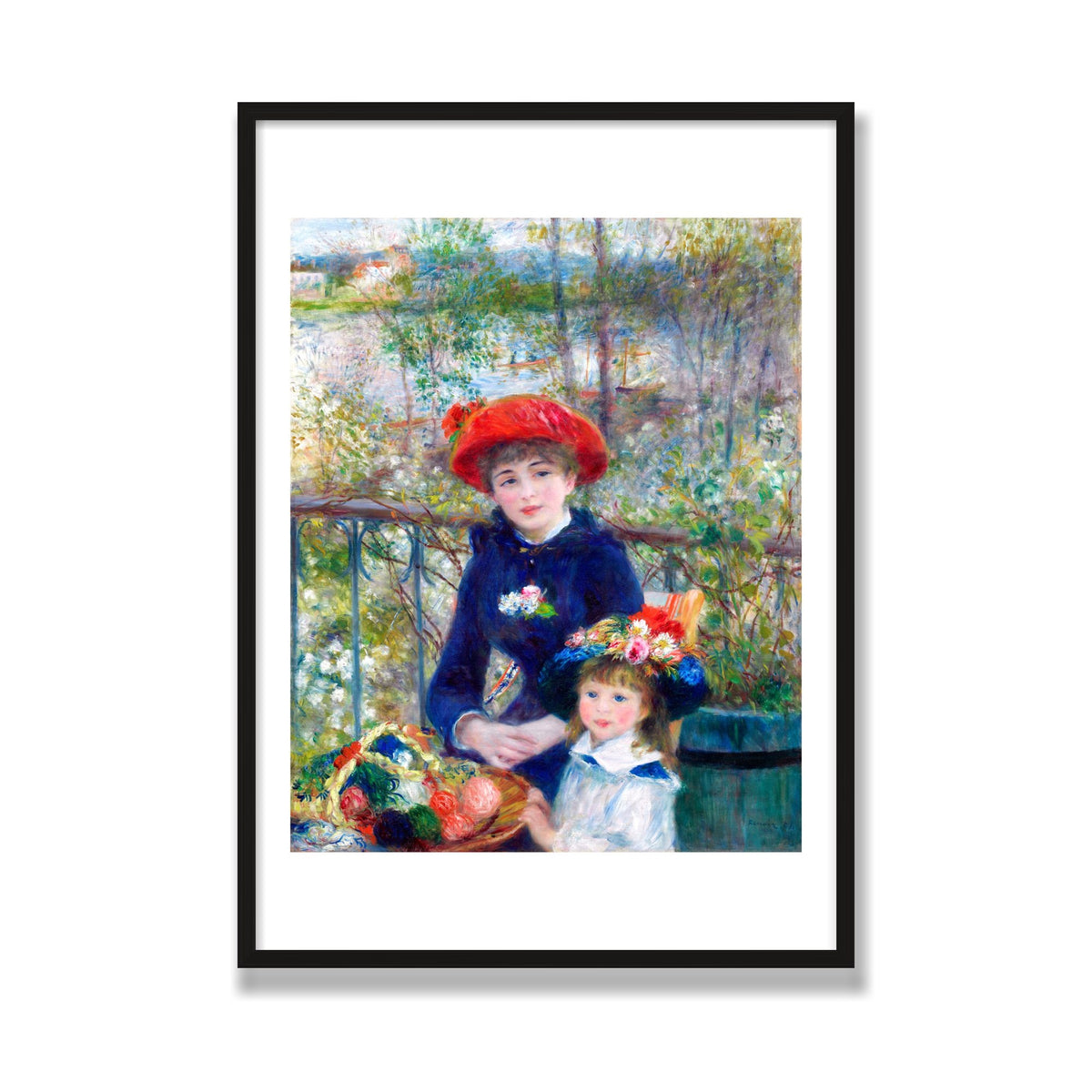 Two Sisters (On the Terrace), 28 × 40 in, Black Oak frame