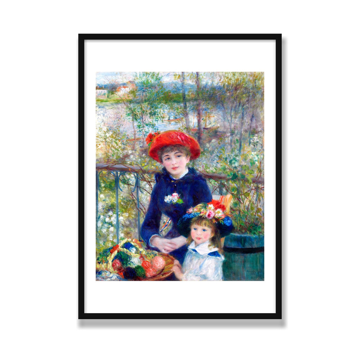 Two Sisters (On the Terrace), 28 × 40 in, Black Satin frame