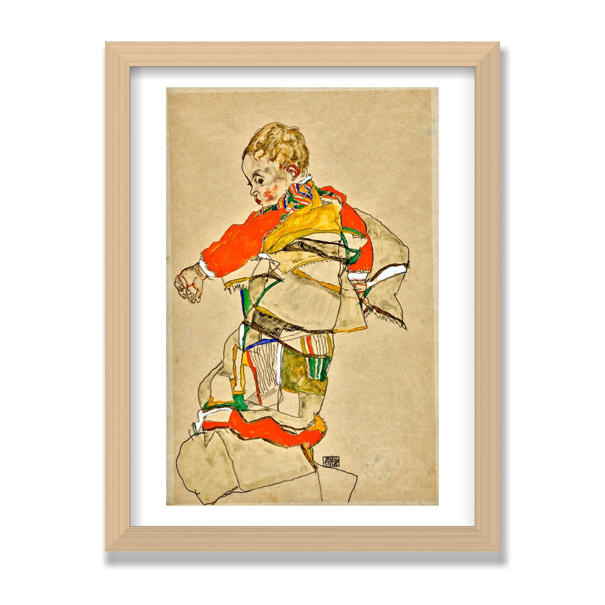 Portrait of a Child, 12 × 16 in, Natural Oak frame