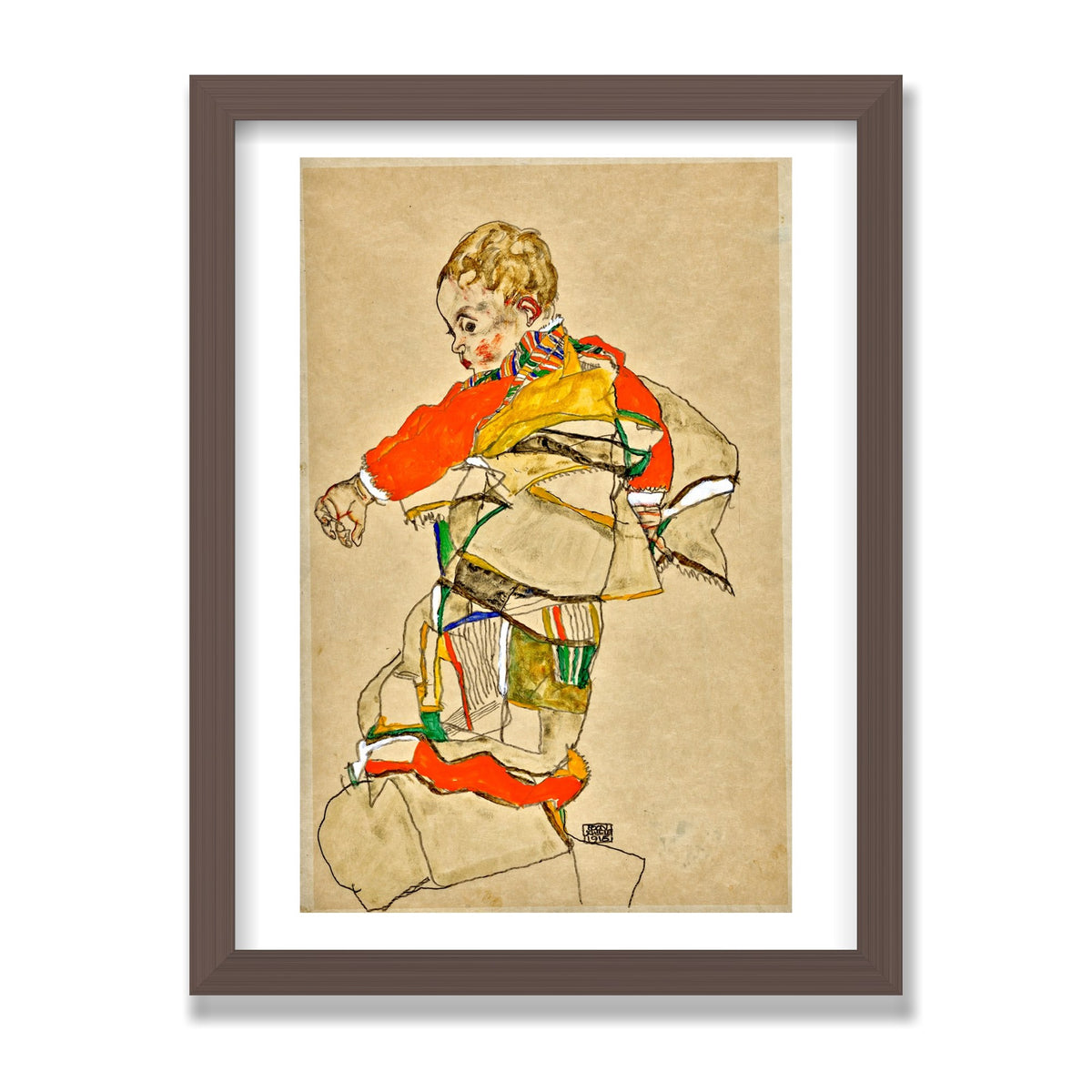 Portrait of a Child, 12 × 16 in, Walnut frame