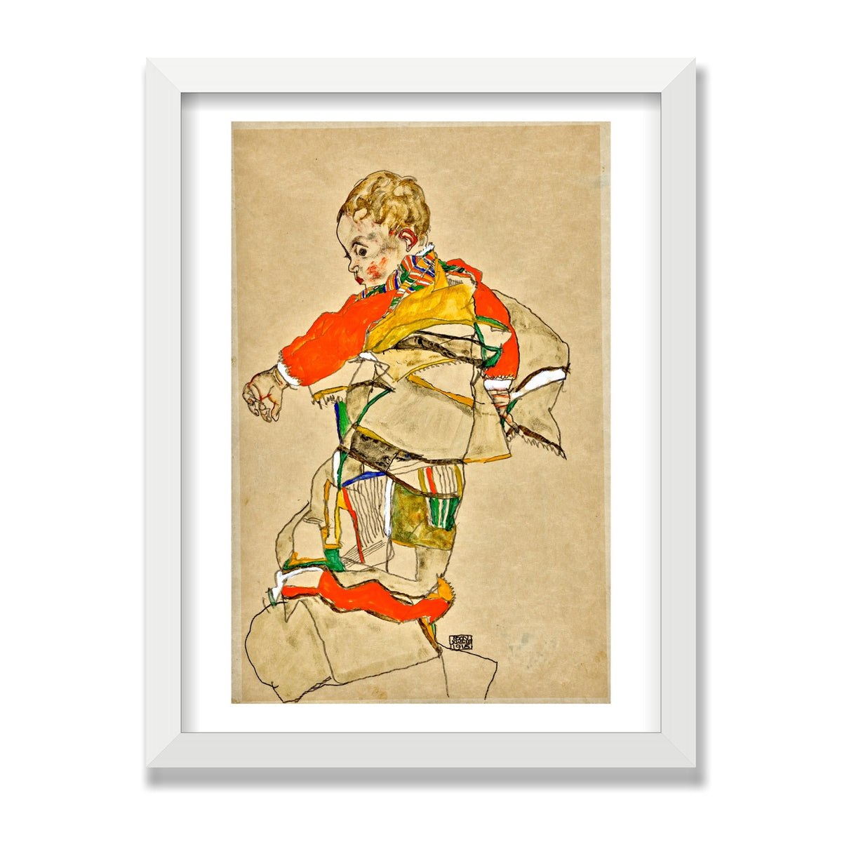 Portrait of a Child, 12 × 16 in, White Satin frame