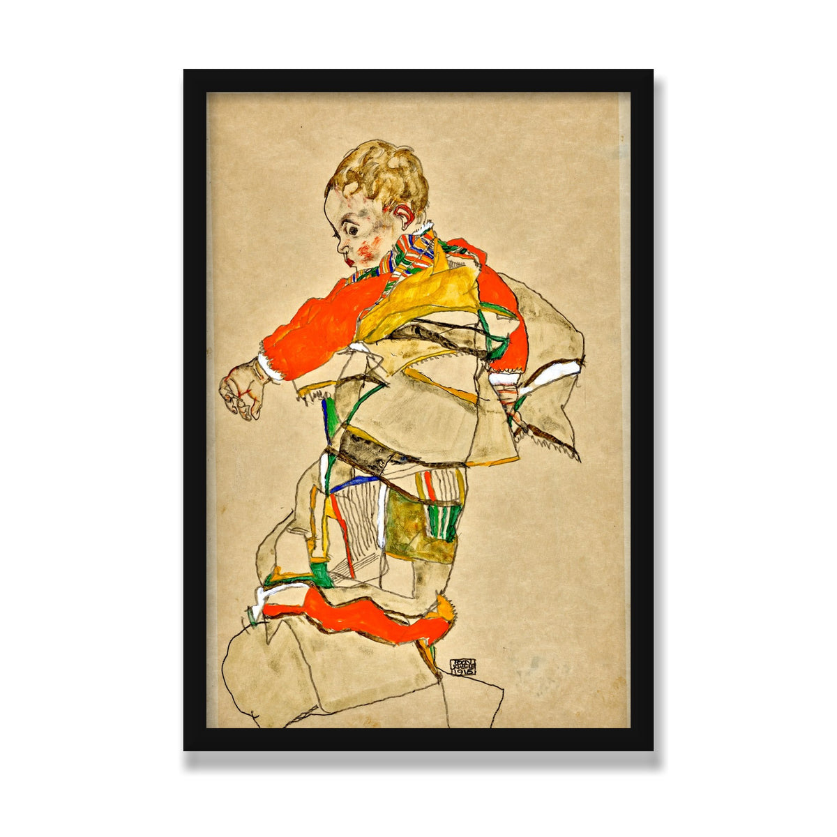 Portrait of a Child, 16 × 24 in, Black Satin frame