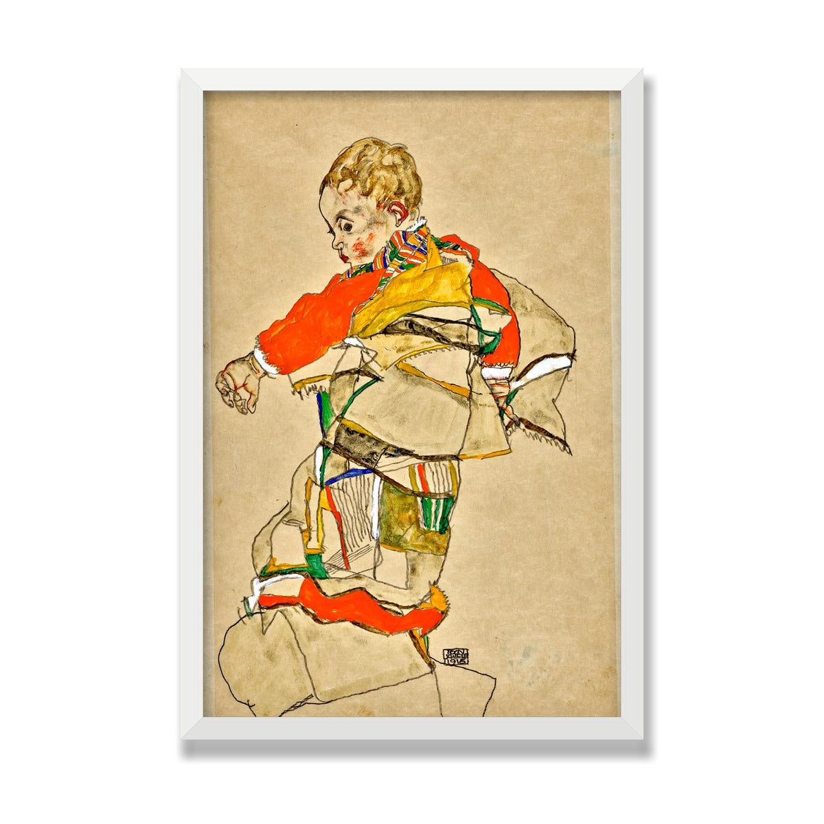 Portrait of a Child, 16 × 24 in, White Satin frame