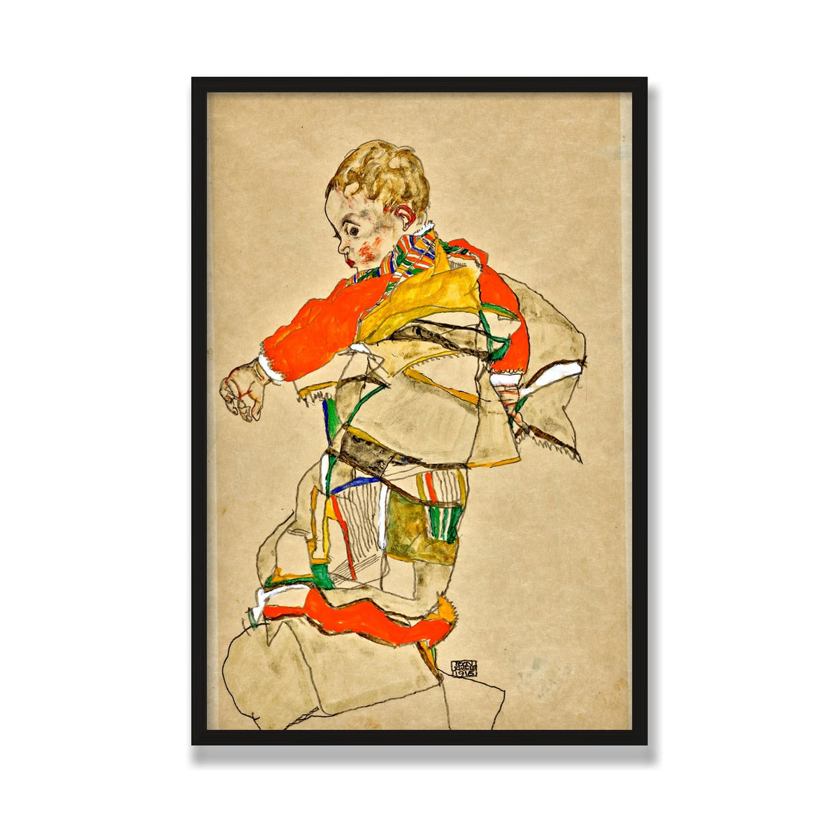 Portrait of a Child, 24 × 36 in, Black Oak frame