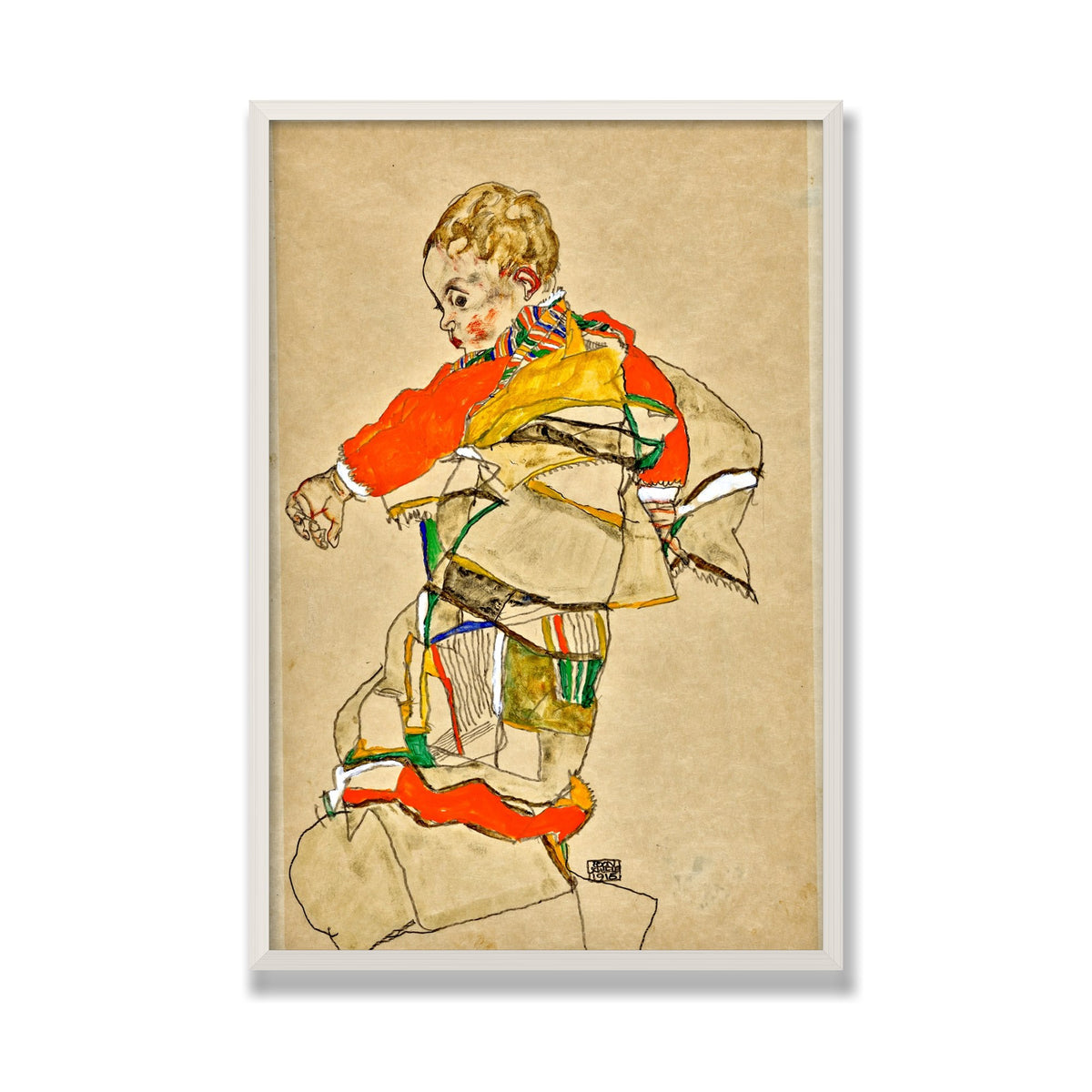 Portrait of a Child, 24 × 36 in, White Oak frame