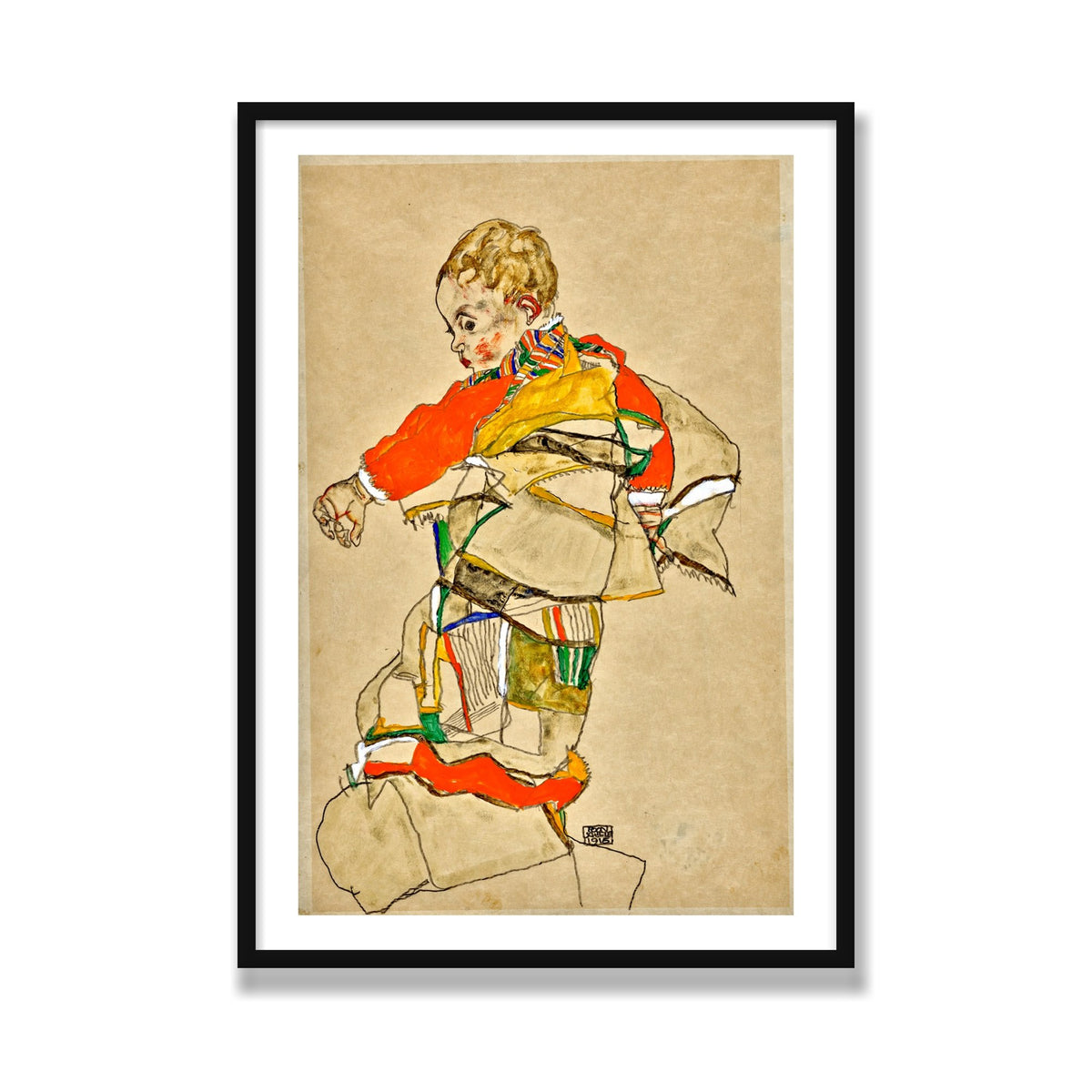 Portrait of a Child, 28 × 40 in, Black Satin frame