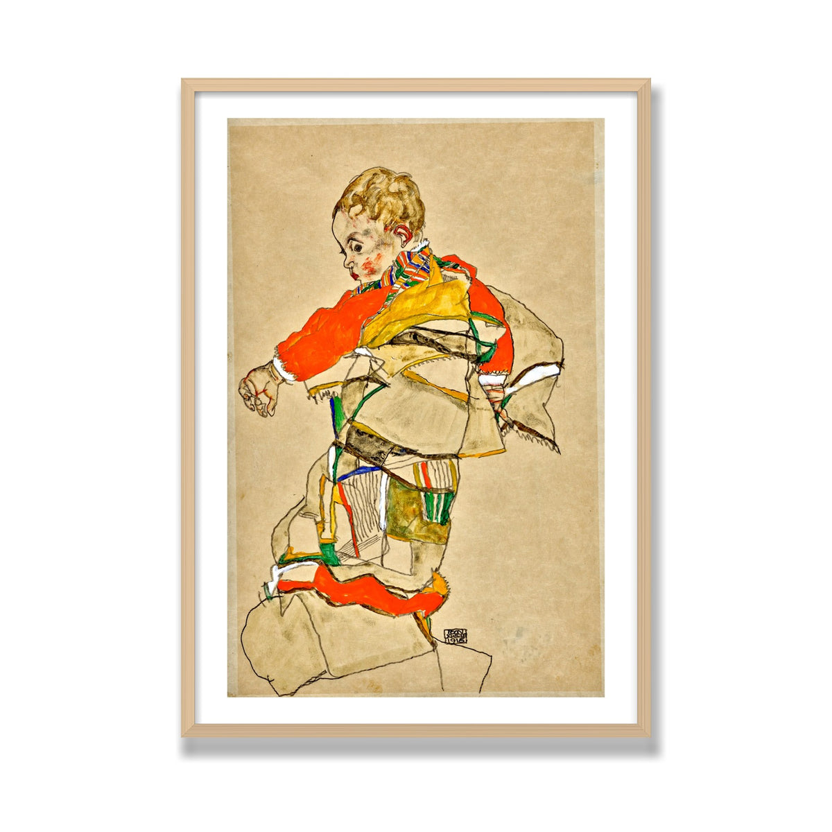 Portrait of a Child, 28 × 40 in, Natural Oak frame