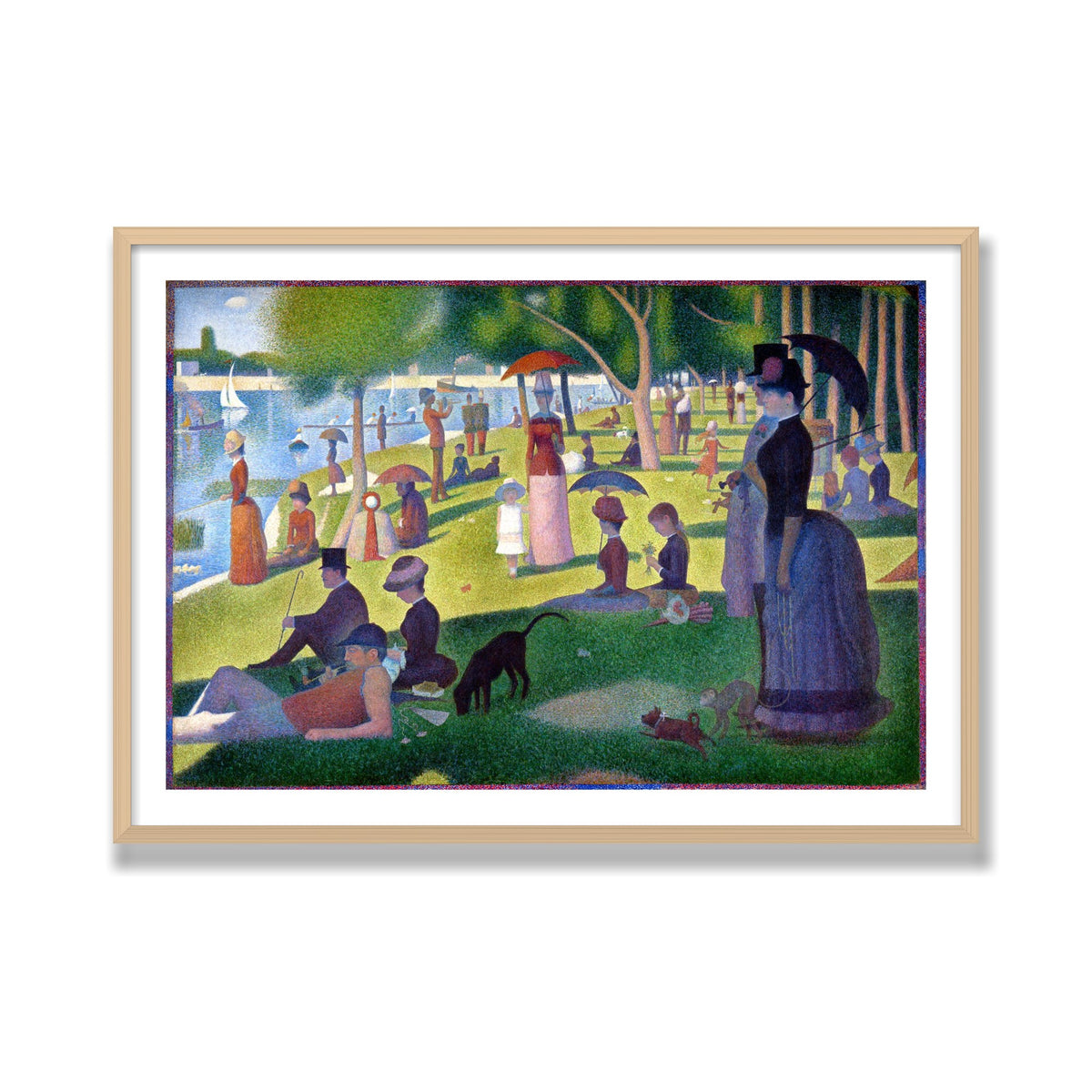 A Sunday on La Grande Jatte, 28 × 40 in, Natural Oak frame