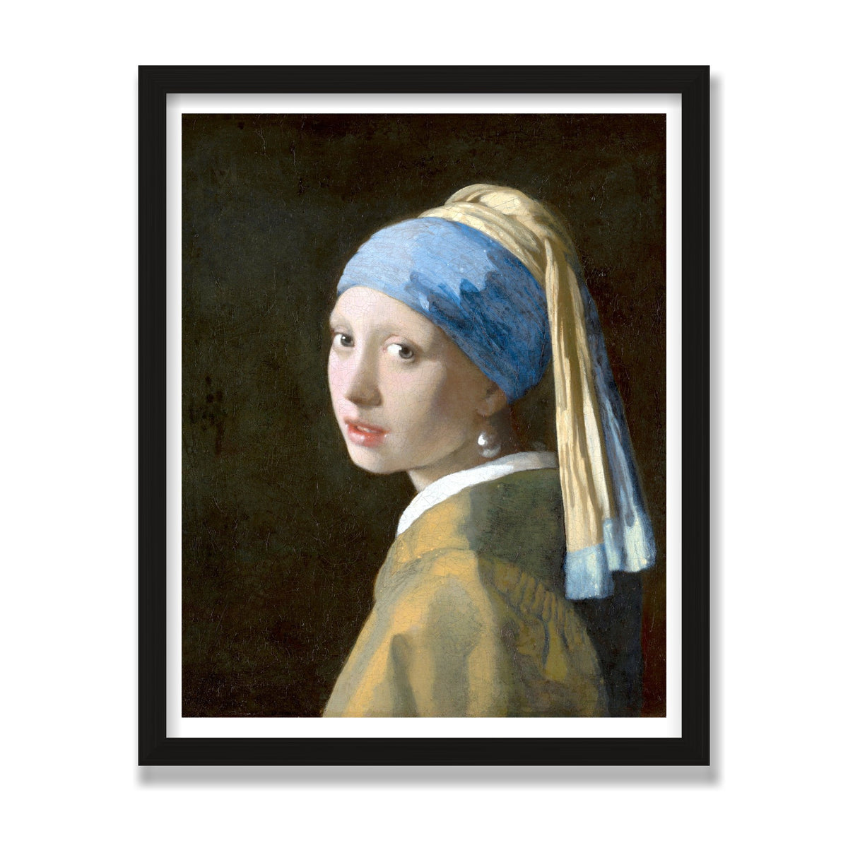 Girl with a Pearl Earring, 16 × 20 in, Black Oak frame