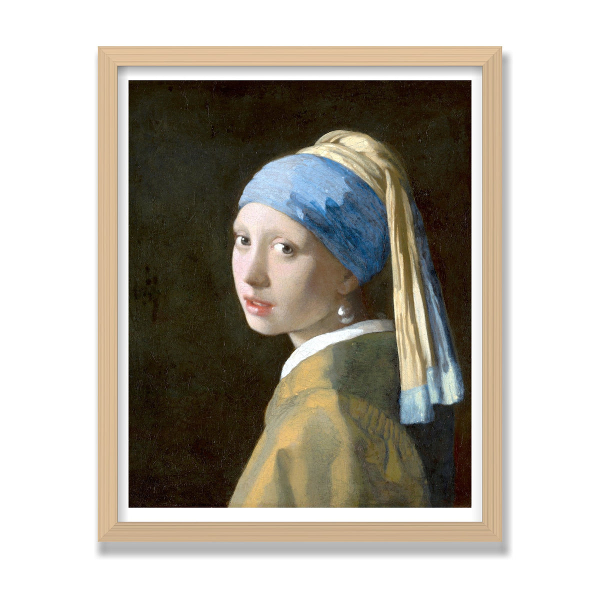 Girl with a Pearl Earring, 16 × 20 in, Natural Oak frame