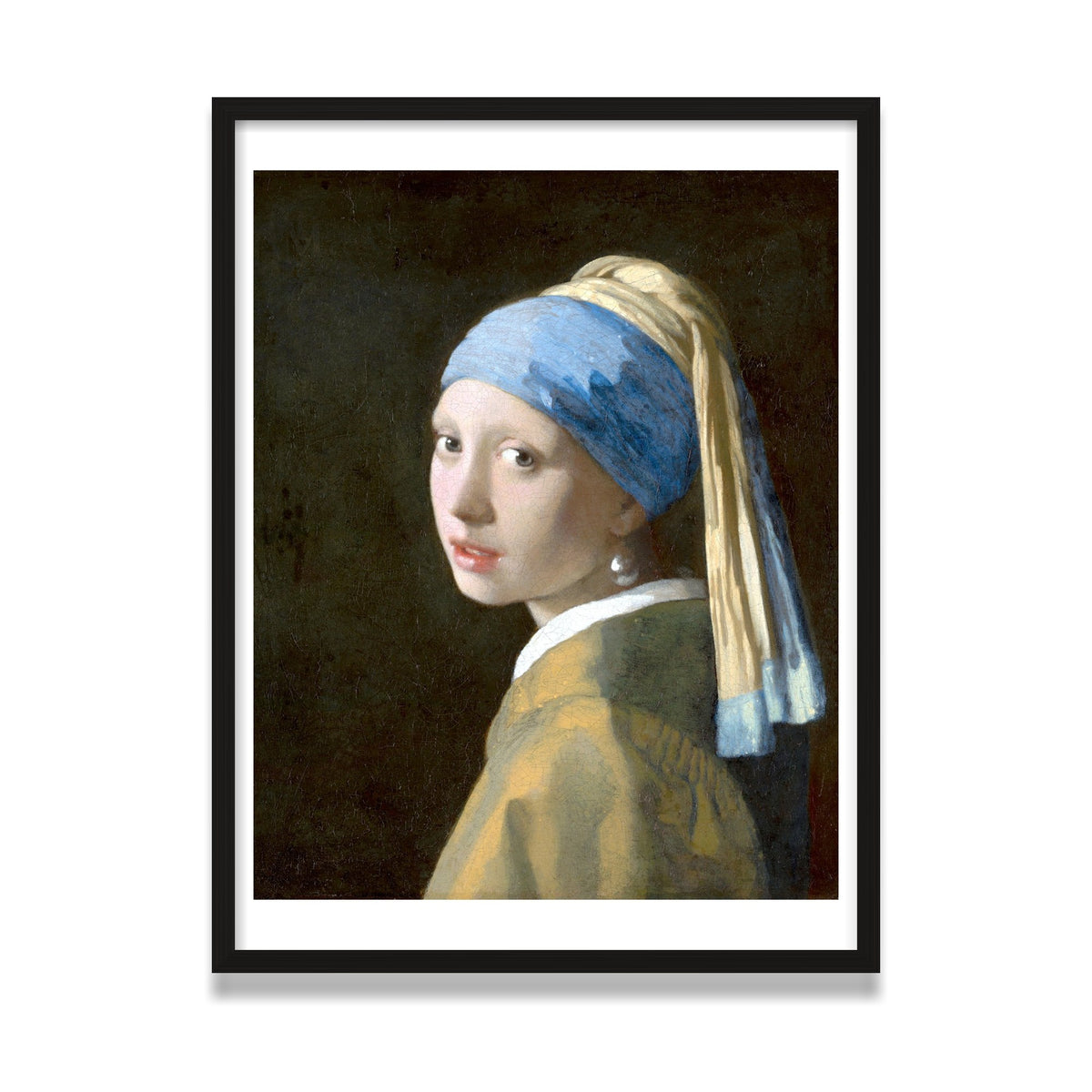 Girl with a Pearl Earring, 24 × 32 in, Black Oak frame