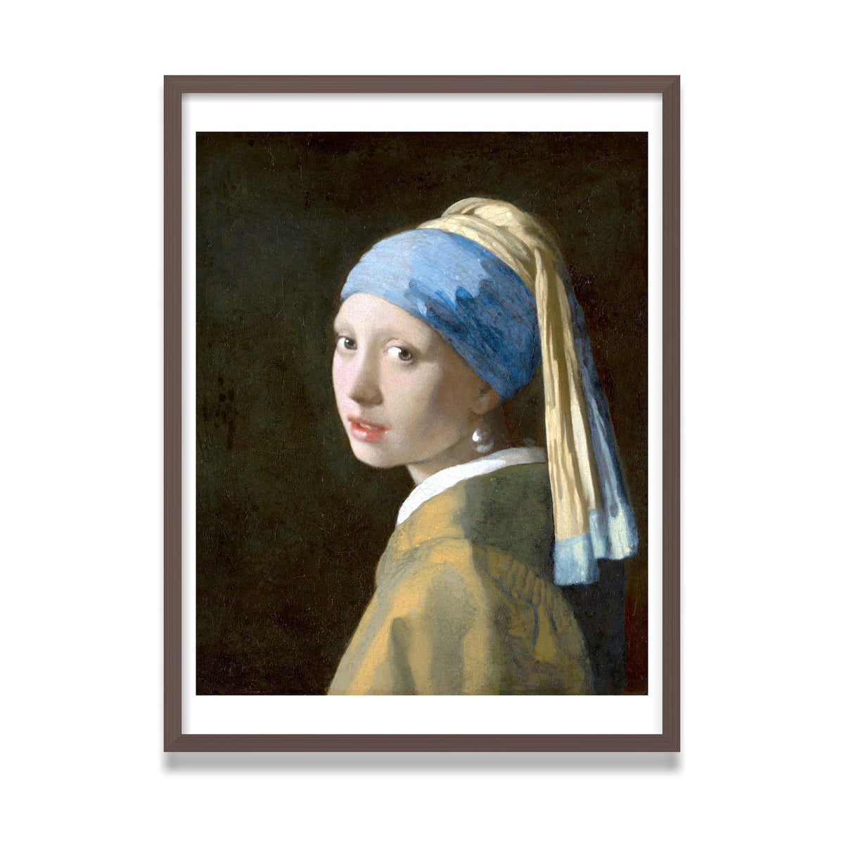 Girl with a Pearl Earring, 24 × 32 in, Walnut frame