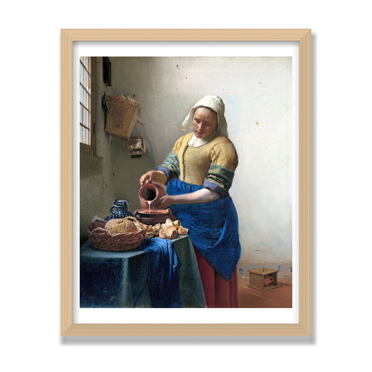 The Milkmaid, 16 × 20 in, Natural Oak frame