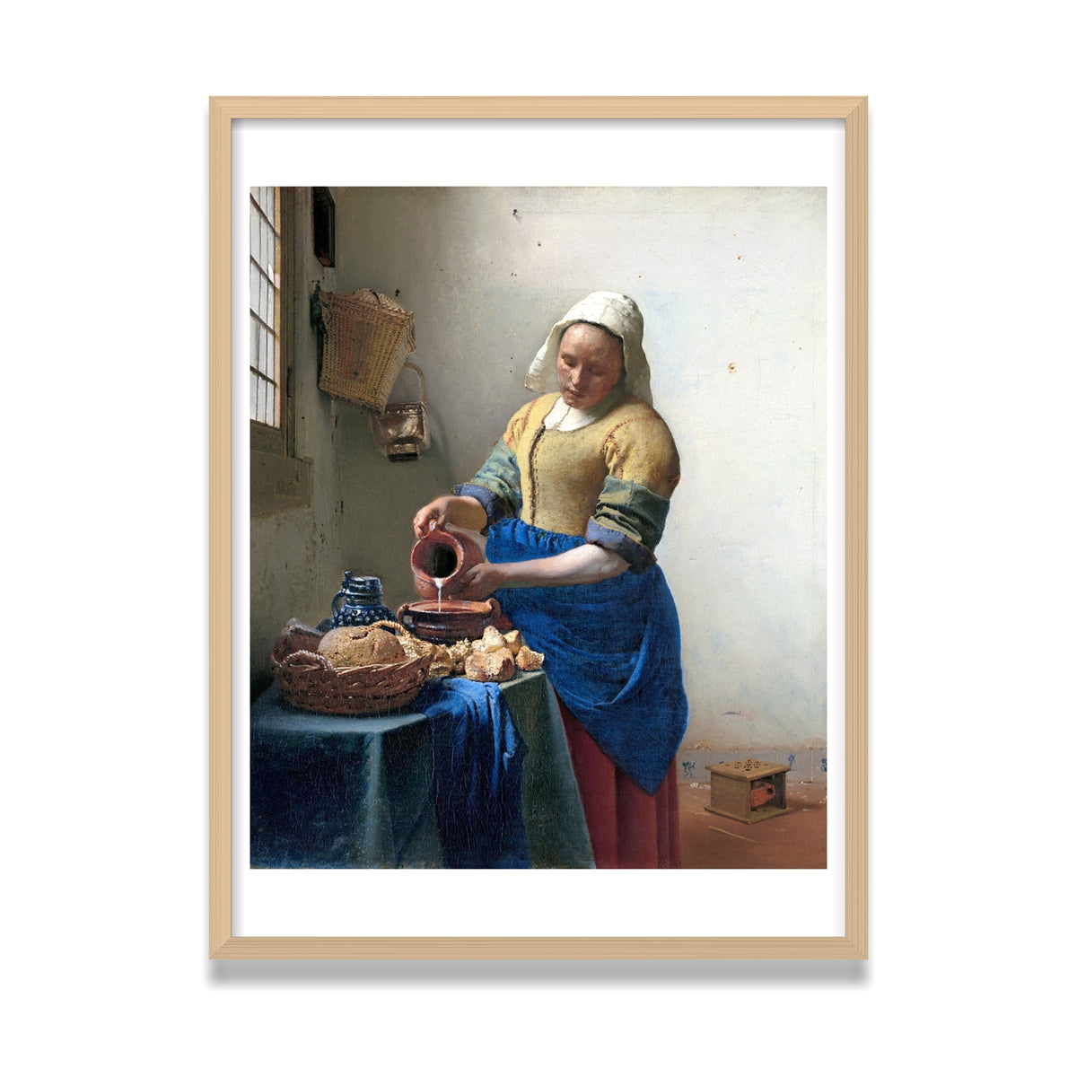 The Milkmaid, 24 × 32 in, Natural Oak frame
